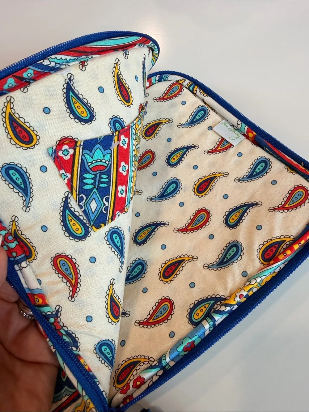 Vera Bradley Quilted iPad Sleeve — Blue, Red, Yellow Paisley